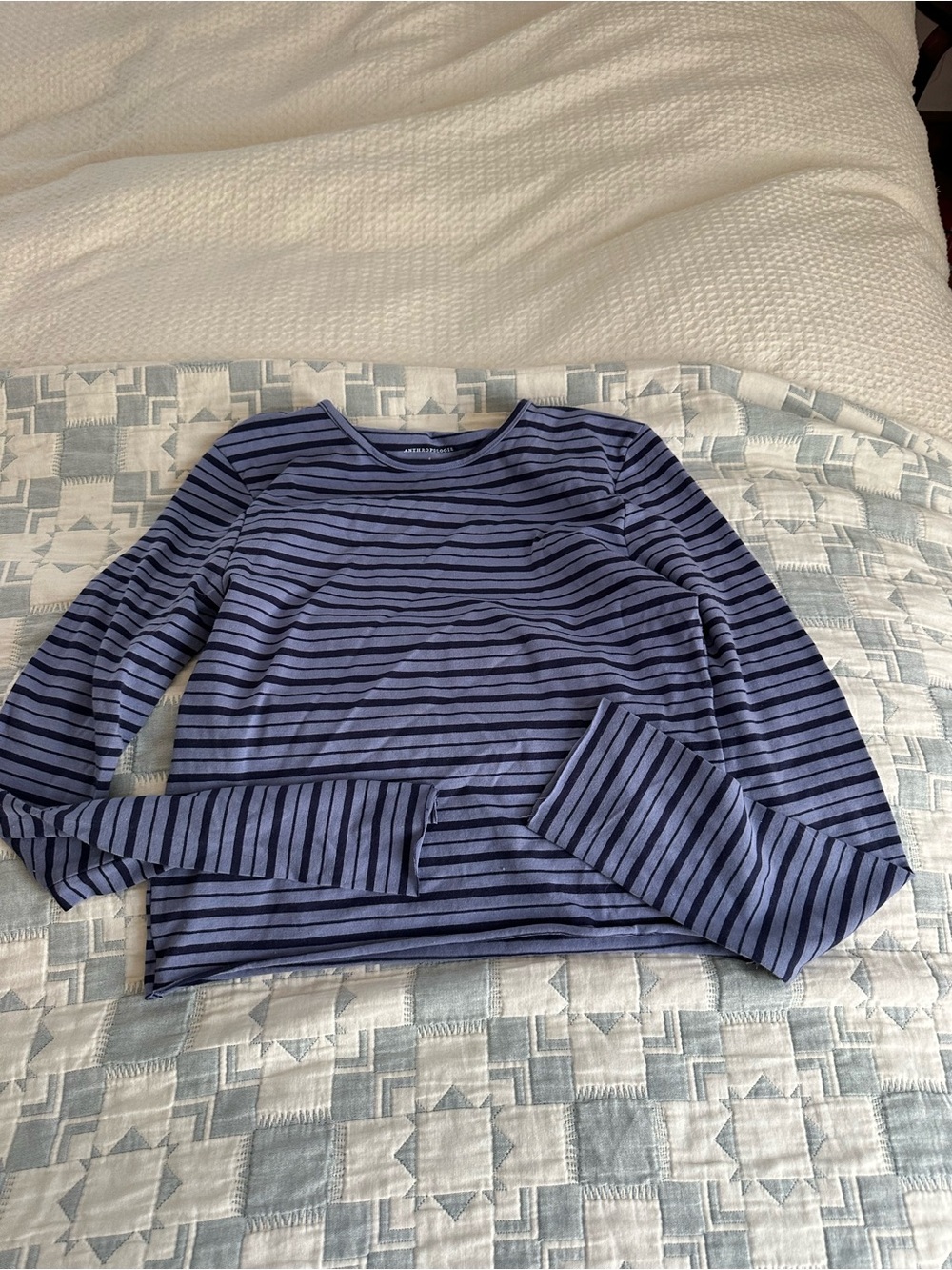 Anthropologie Striped Long Sleeve Tee in Blue and Navy